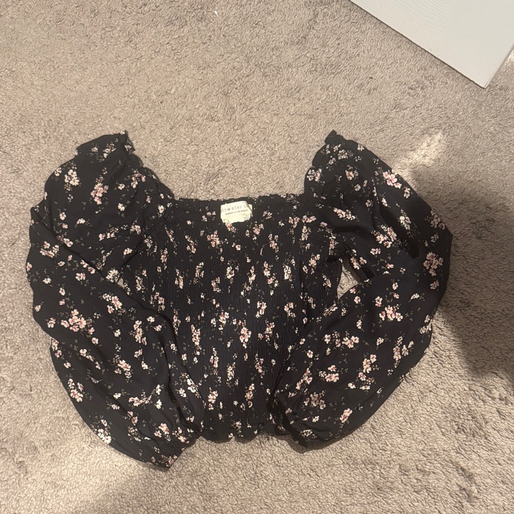 Saltwater LUXE Black and Pink Floral Blouse